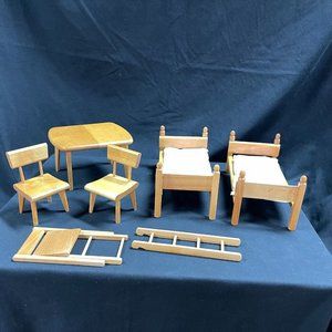 Strombecker Doll House Furniture 7 Pieces Maple